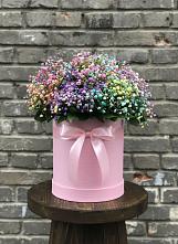 Цветочная композиция из Гипсофила и Розы в шляпной коробке в Пелагиаде