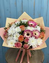 Букет цветов из:  Розы, Герберы и Хризантемы #REPLACE_PRED# Пелагиаде