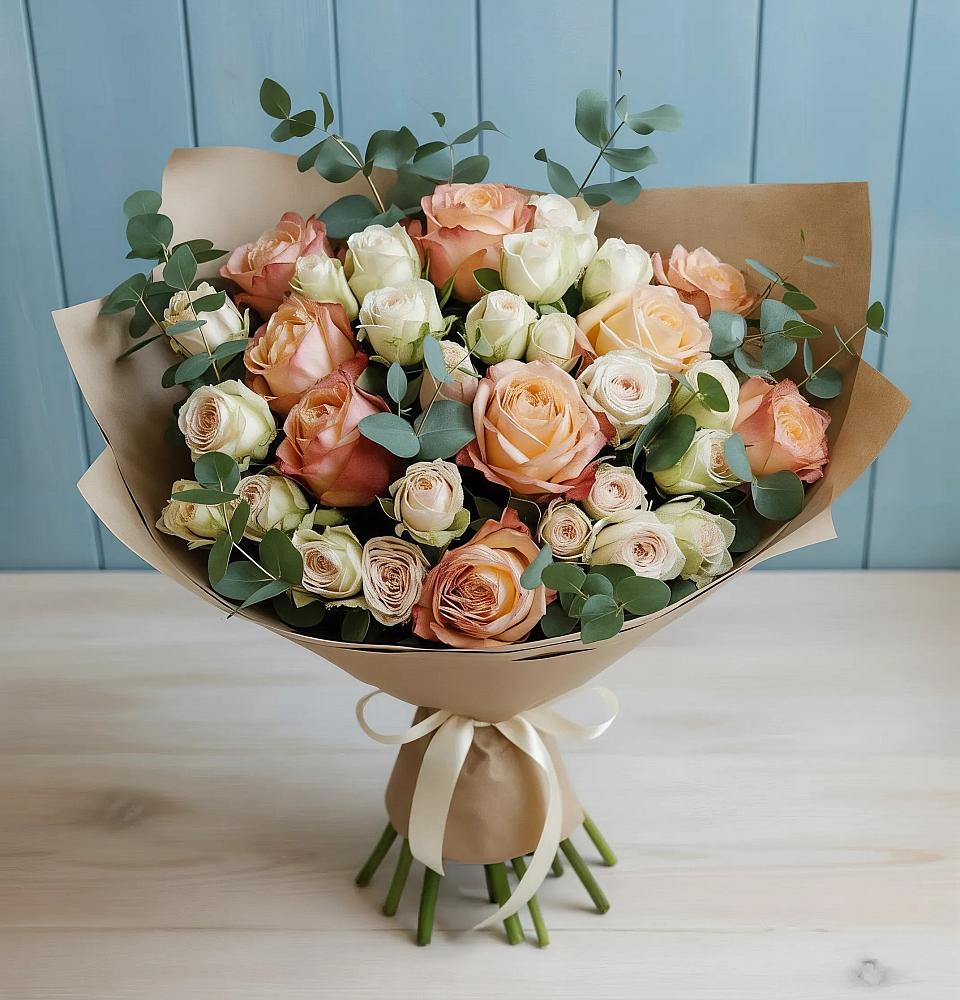 Букет цветов из: Альстромерии и Розы в Пелагиаде