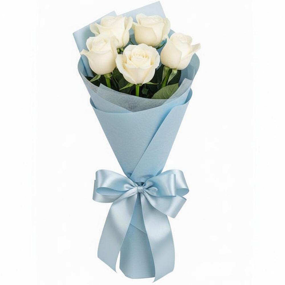 Букет 5 Белых роз Проуд в Пелагиаде