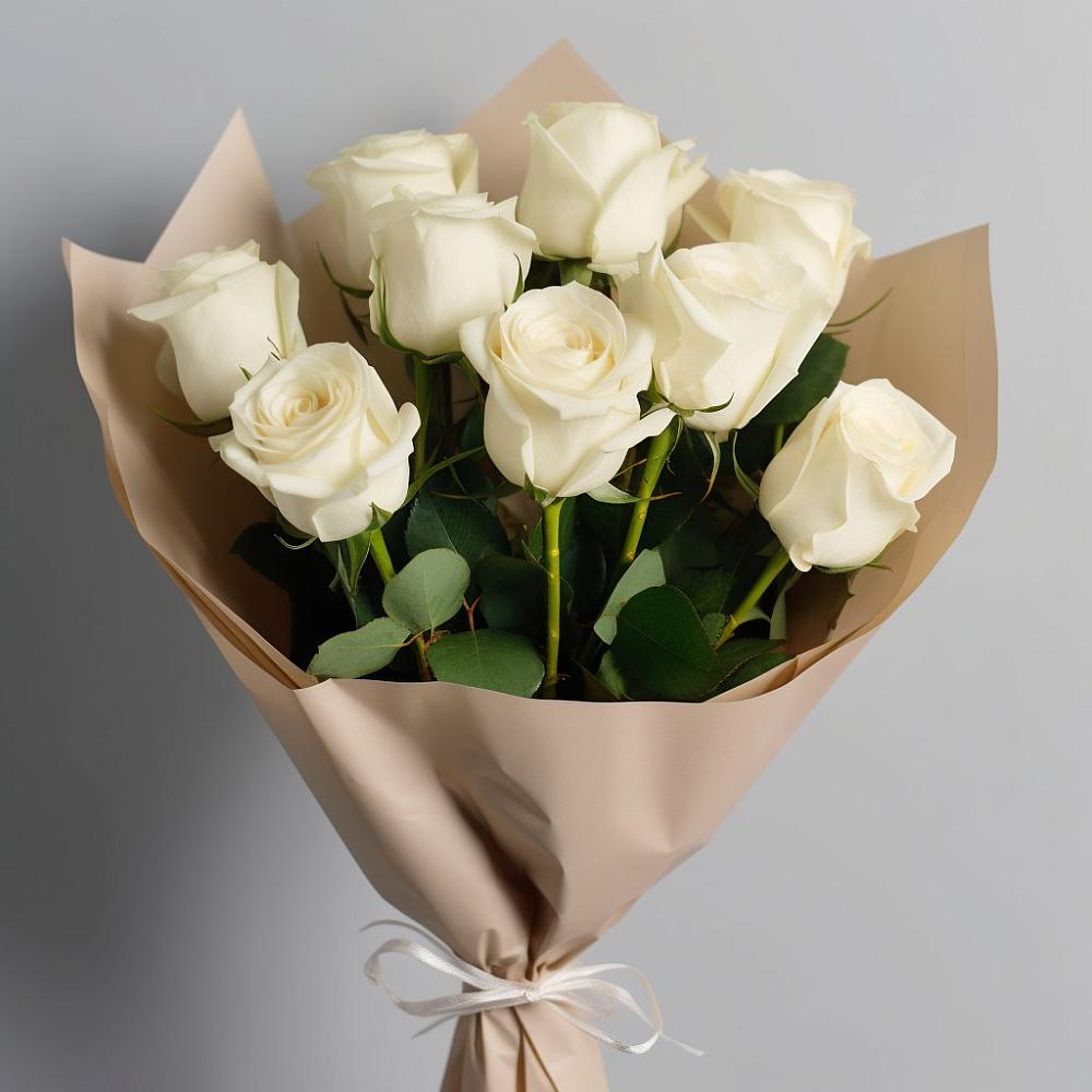 Букет 9 Белых роз Эдлесс Лав в Пелагиаде