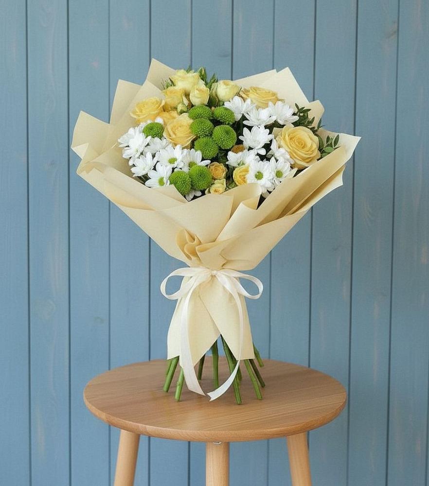 Букет цветов из: Хризантемы и Розы в Пелагиаде