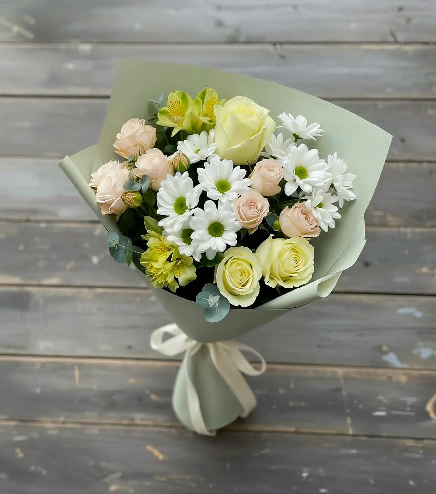 Букет цветов из: Альстромерии, Розы и Хризантемы в Пелагиаде