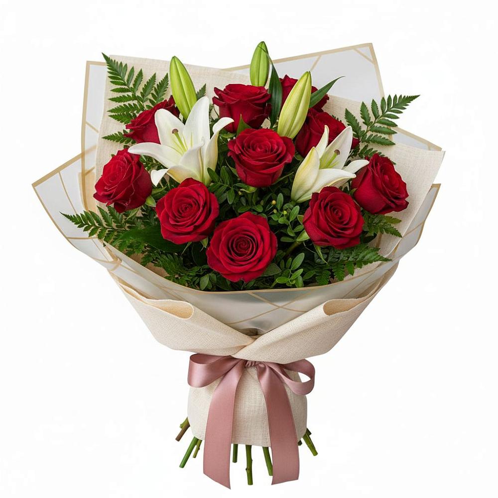 Букет цветов из: Лилии и Розы в Пелагиаде