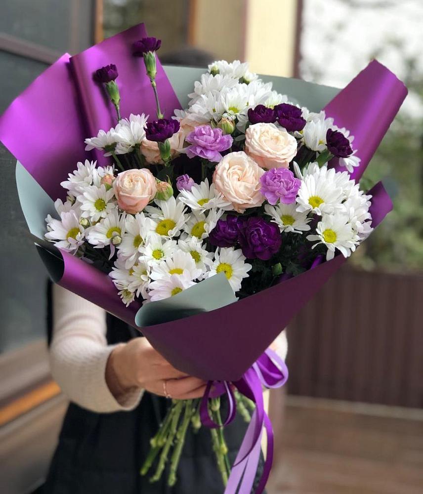 Букет цветов из: Хризантемы, Гвоздики и Розы в Пелагиаде