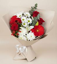 Букет цветов из:  Розы, Хризантемы, Герберы и Лилии в Пелагиаде