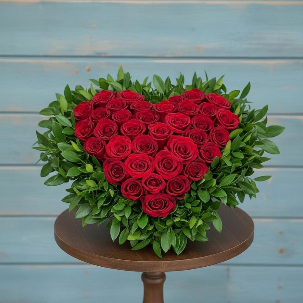 Цветочная композиция из Розы в виде сердца в Пелагиаде