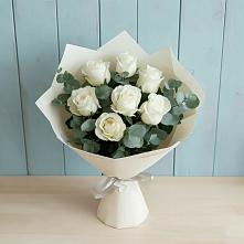 Букет Белые розы в Эвкалипте в Пелагиаде